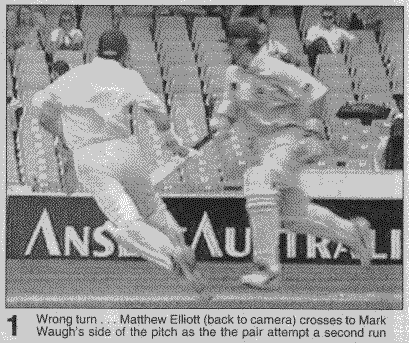 Collision between Mark Waugh and Matthew Elliott (100Kb)