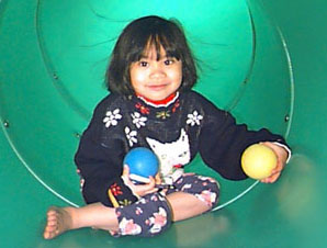 Ria went down the slide