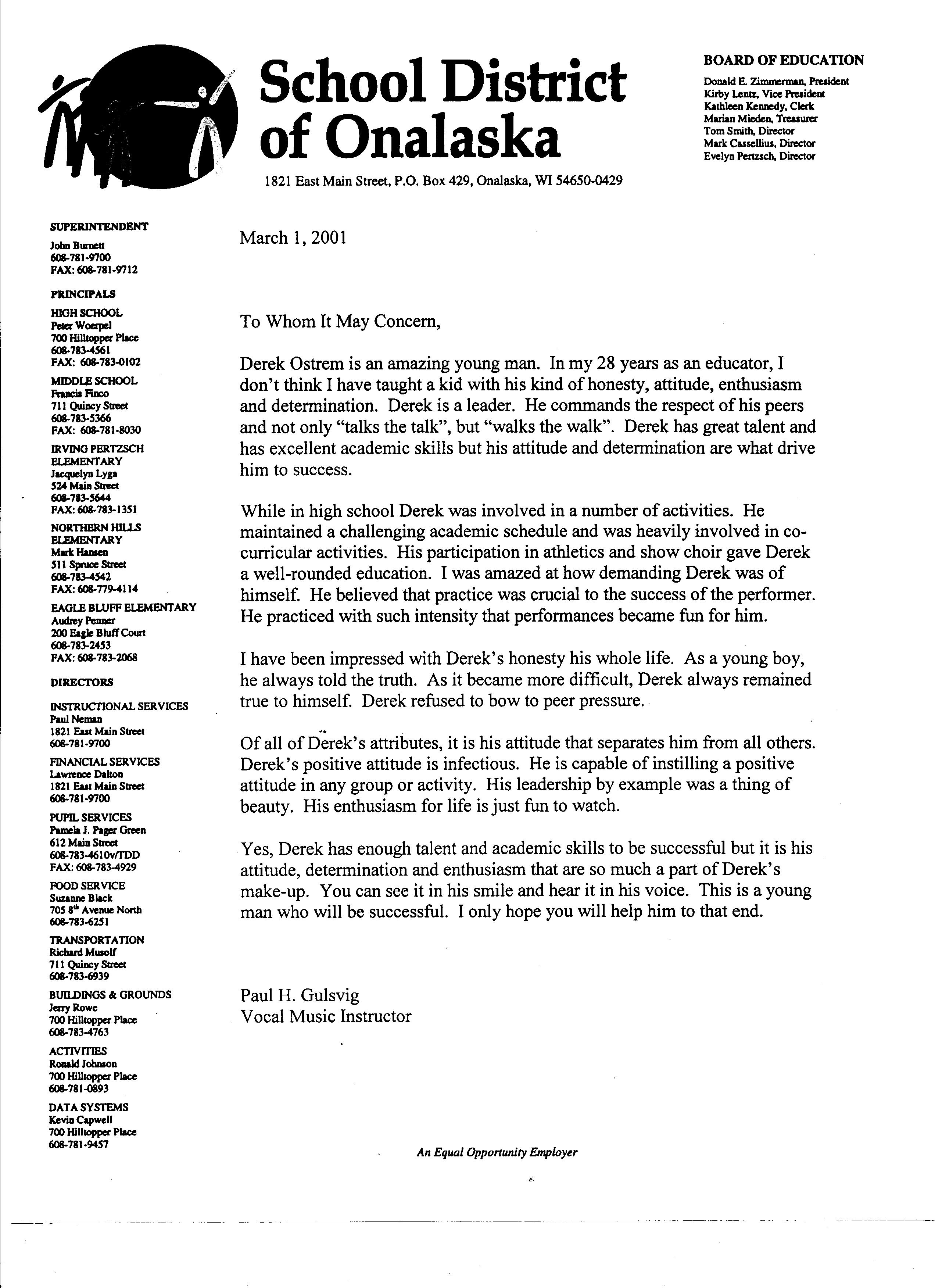 Letter of Recommendation