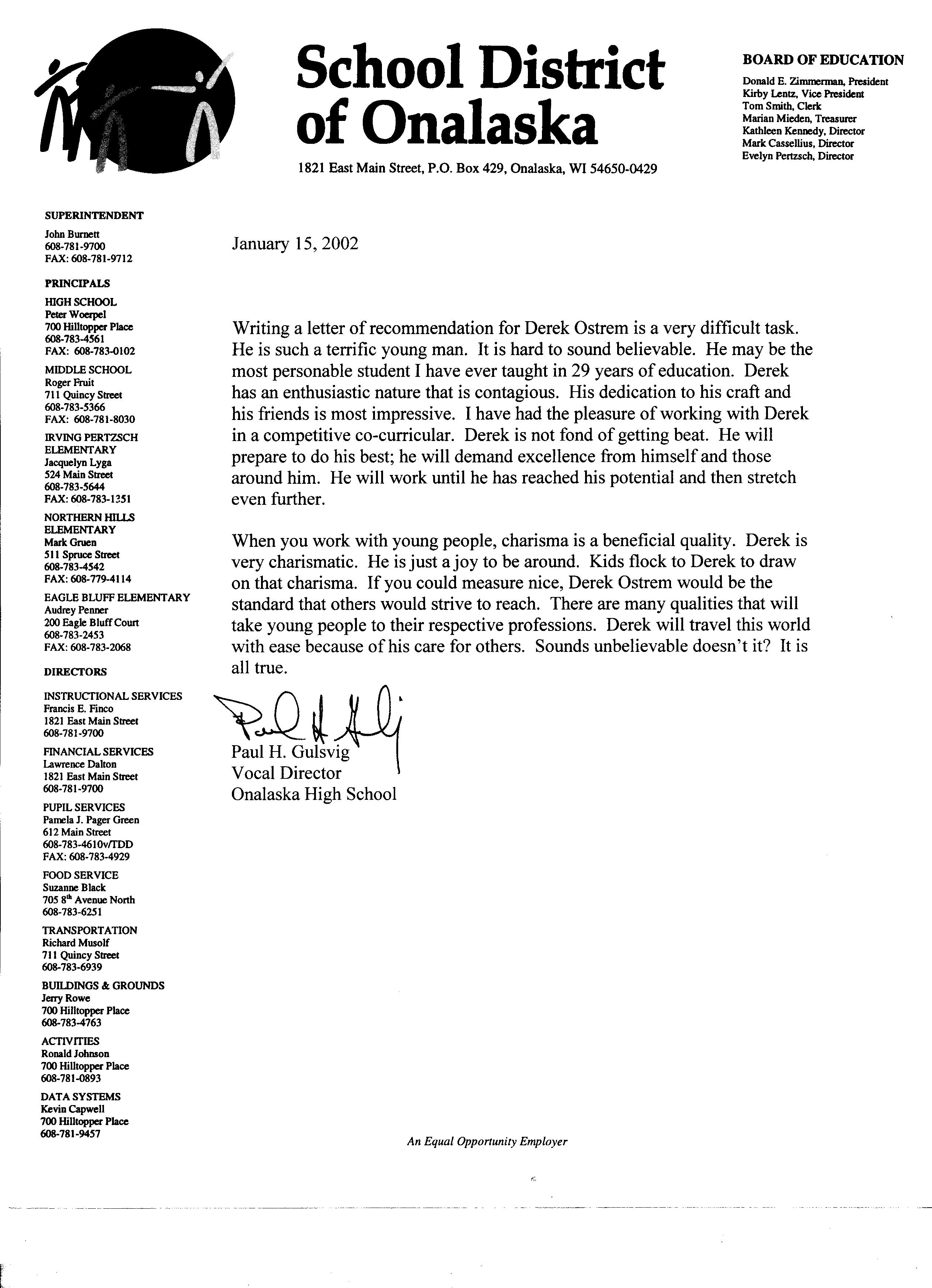 Letter of Recommendation