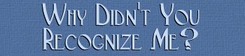 Why Did You Not Recognize Me Text