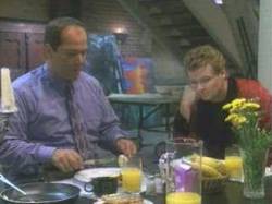 Schanke eating at Nick's place