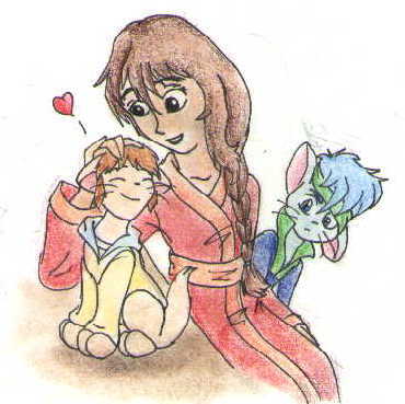 Kitt's char Adjani loves her new Cye Kitty. But Rowen Kitty looks a little jealous.