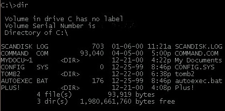 EXAMPLE (dir COMMAND)