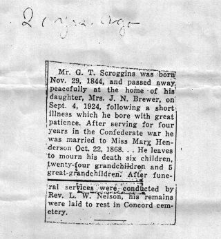 Obituary for G. T. Scroggins 