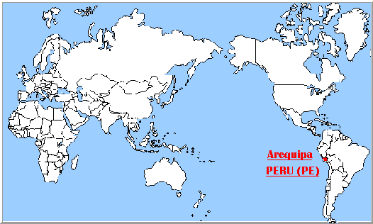 Mapa del Mundo con  Ubicacion de Arequipa