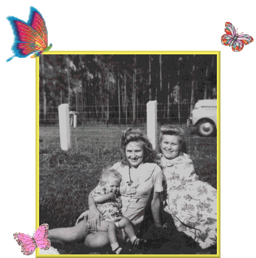 Mildred, Beverly, me and some butterflys