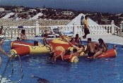 Fun in pool, also adults playing