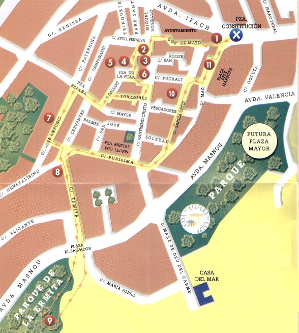 old town of Calpe, map of streets