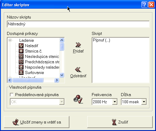 Karta Editor skriptov