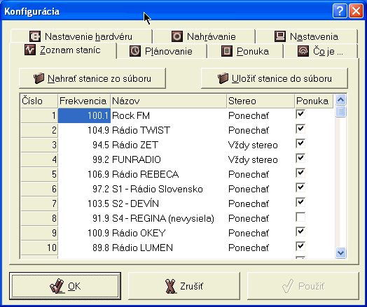 Karta Zoznam stan�c