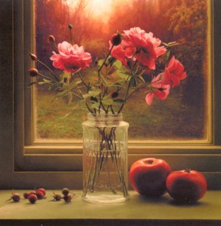 Late Summer Roses, 2002, Oil on panel, 19