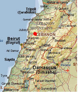 THE RED ZONE REPRESENTS THE LOCATION WHERE MOST OF THE FAMILY ZOUEIN SETTLED IN LEBANON