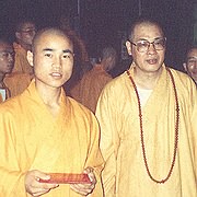 Kungfu Master Xing Du with his certificate from the Beijing Buddhist Temple