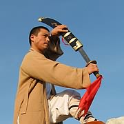 Photo of Kungfu Master Xing Du, during visit to North Wales.