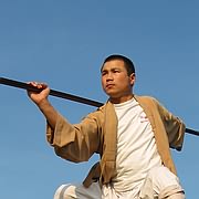 Photo of Kungfu Master Xing Du, during visit to North Wales.