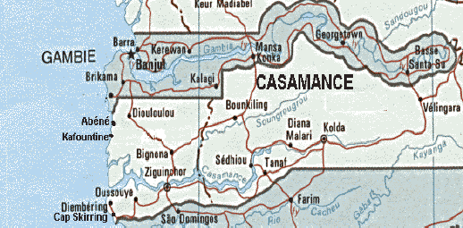 carte de basse casamance