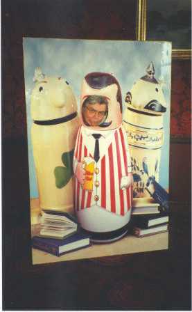 Our bus driver, Tom, masquerading as one of the brewery mascotts.