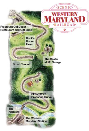 Map of the Sestern MD Scenic, with a link to the railroad