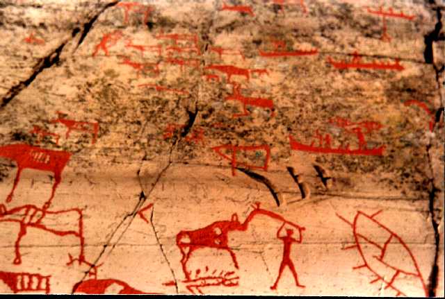 Kresby kultury Komsa, kter� jsou sou��st� muzea