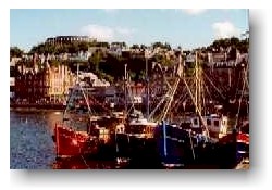 OBAN - look through the harbour to the town centre
