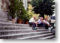 Local padrinos gathering after the siesta