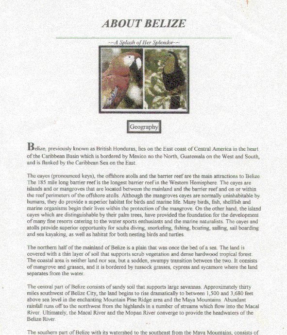 ABOUT BELIZE PAGE 1