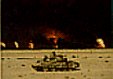 Pic. of a tank with oil well fires
