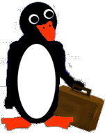 Roundman Penguin with a suitcase 
like brief case