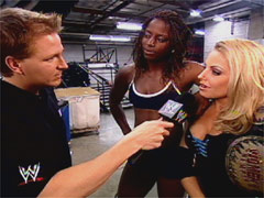 Linda tags up with women's champion Trish Stratus