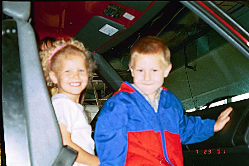 Jillian and Grant on firetruck