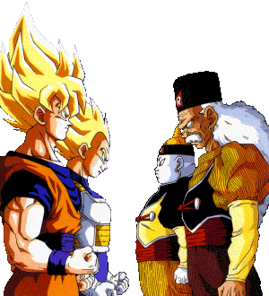 Gokuu y Vegeta contra los dos androides 19 y 20