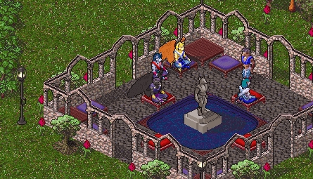 Dagda, Rizzelle, Poncer, Warden,... Discussion at the fountain.