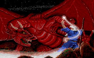 Wizard battles a dragon