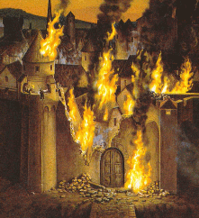 Castle on fire