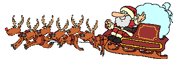 Santa in sleigh with reindeer