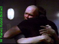 Subject Timmy in the Angelo persona embracing subject Jarod