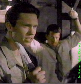 Subject Kyle ready to use a carving knife on Mr Lyle