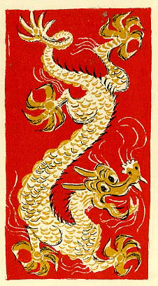 Golden on red background