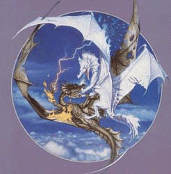White and Brown Dragon Fighting