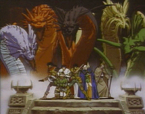 People with Dragons in the Background