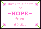 ~Hope~ The Baby Fairy's Certificate