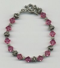 Swarovski crystal, bali sterling silver beaded bracelet