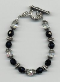 Czech glass, Bali silver bracelet, handmade beaded bracelet