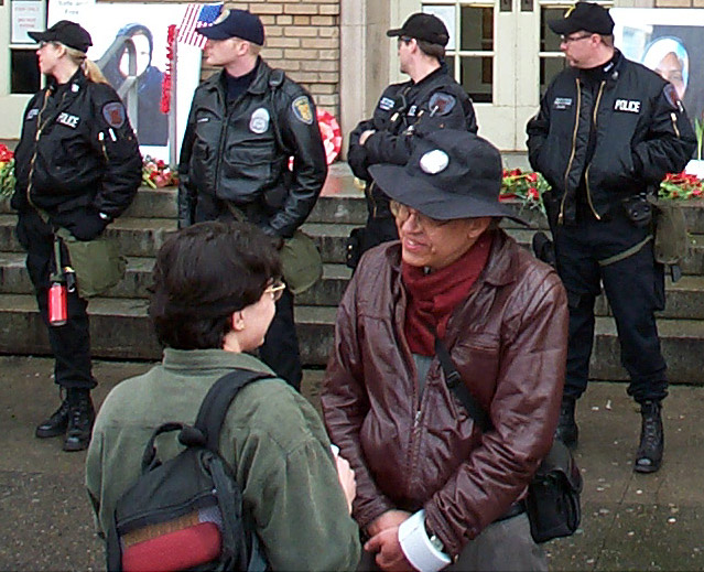 Seattle Police Guard the Federal Immigration and Naturalization Building