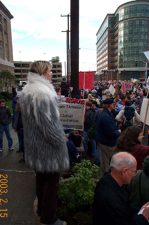 Woman in Fur Coat and Demons of Global Devastion