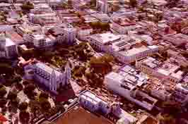Aereal view of Plaza de las Delicias Square.