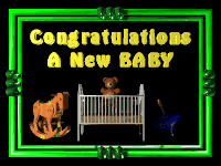 New Baby:Static backdrop, spinning top, rocking horse & bouncing teddy bear