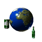Recycle World:3D surface globe & 3 recycle items in orbit all rotating
