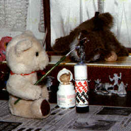 Late nights and pizza is for the un-professionals ... Dino helping Ben learn how to paint figures